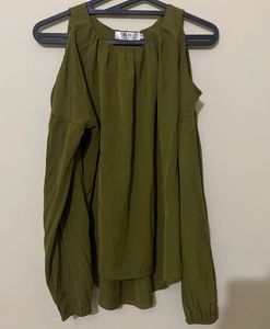 Chic Olive Cold Shoulder Top