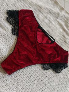 Red Satin Lace Briefs(SHEIN)