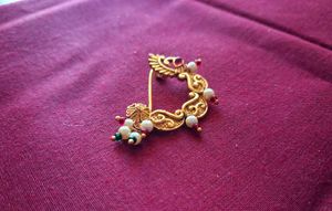 Gold Tone Beaded Nose Ring