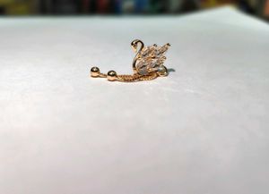"anti tarnish"Elegant rose gold Swan CZ Dangle Ear