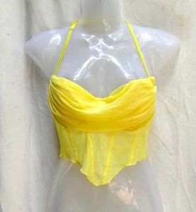 💛YELLOW SHEER CORSET TOP FOR WOMEN