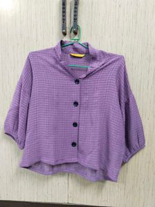 Chic Purple Textured Button-Up Top