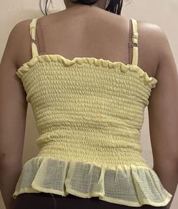 Sheer Yellow Wrap Blouse