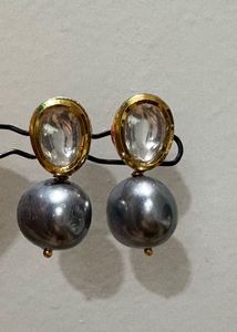 Elegant Grey Pearl Drop Earrings