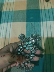 Oxidised Silver Necklace with Earrings