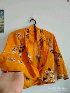 Designer Floral crop- shirt for Women.