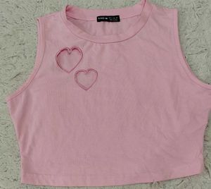 Cute Pink Heart Crop Top