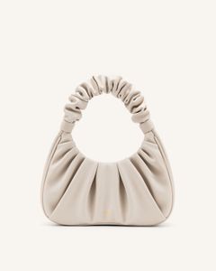 Chic Ruched Cream Hobo Bag