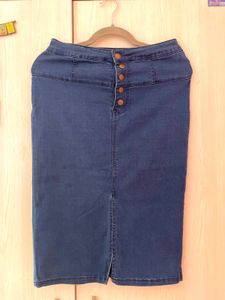 TALLY WEiJL Denim Pencil Skirt With Front Slit