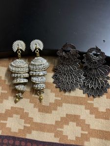 Oxidised Silver Statement Earrings Combo