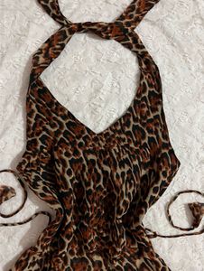 y2k Chic Halterneck Leopard Print top