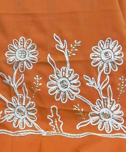 Orange Embroidered Dress Material