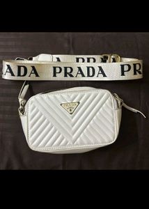 PRADA White Quilted Crossbody Bag