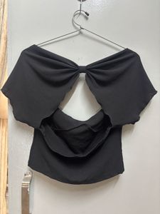 Black Bow Back Crop Top