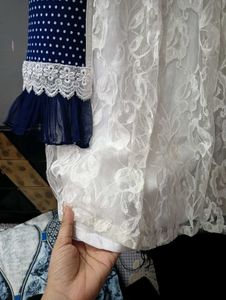Adorable Blue Polka Dot Dress with Embellishments