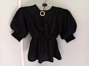 Brand New Chic Black Puff Sleeve Top
