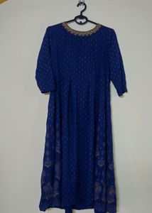 Royal Blue Printed Anarkali Gown