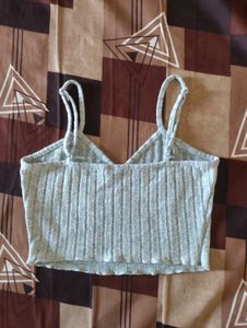 Gray Ribbed Tank Top