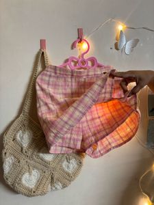 Pink Plaid Skorts – Cute Korean Style 🌸