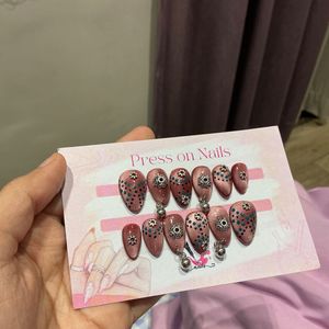 Navratri Cat eye press on nails,Gothic Druzy Pres