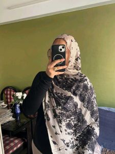 Vela printed modal chantilly lace hijab