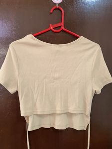 Basic Beige Cropped T-Shirt
