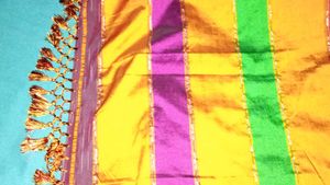 Vibrant Silk Saree with Tassel Border