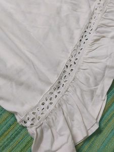 Cream Lace Puff Sleeve Dress