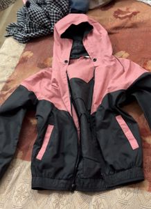 Pink &amp; Black Hooded Windbreaker Jacket