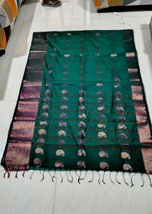 new turquoise green linen Chanderi saree
