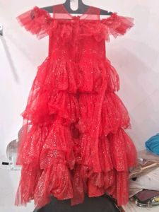 PARTY WEAR RED SHIMMER GOWN
