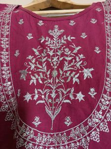 Elegant light maroon Embroidered Kurta