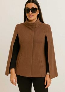 Elegant Brown Cape Jacket