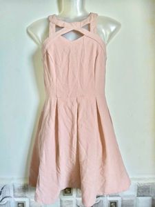 Pink Cross Neckline Dress