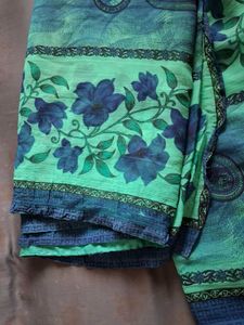 Beautiful Blue &amp; Green Floral Saree
