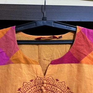 Orange Kurta with Mandala Print