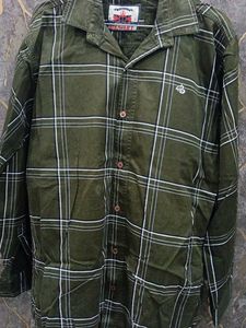 Men cotton olive white striped shirt