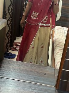 Elegant Red &amp; Beige Rajputi dress Set