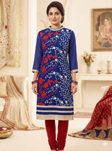 Embroidered Blue Kurta,pajama,dupatta set