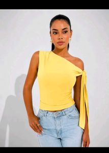 Yellow One Shoulder Tie Top