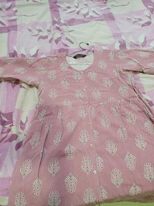 Pink Printed Cotton Kurta