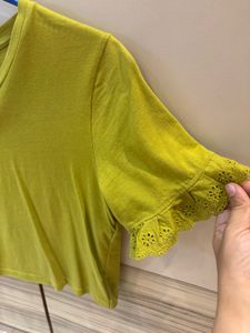 ✨ Zudio Lime Green Lace-Sleeve Top | Size XL ✨