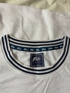Men's White Striped Neck T-Shirt