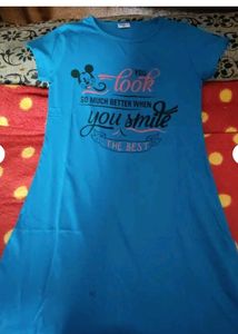 Cute Blue Graphic T-Shirt Top