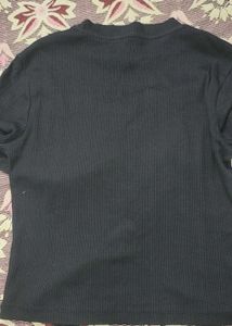 Ribbed Black Mock Neck Top
