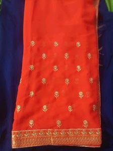 Orange Embroidered Saree