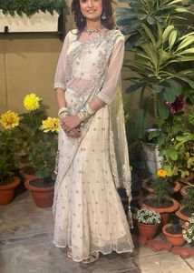 Elegant Off-White Embellished Lehenga Choli