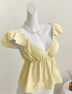 Butter Yellow Ruffle Sleeved Top