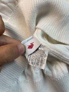 unisex Cream Cable Knit Quarter Zip Sweater