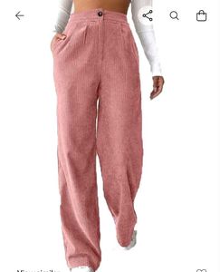 Pink Corduroy Wide Leg Pants